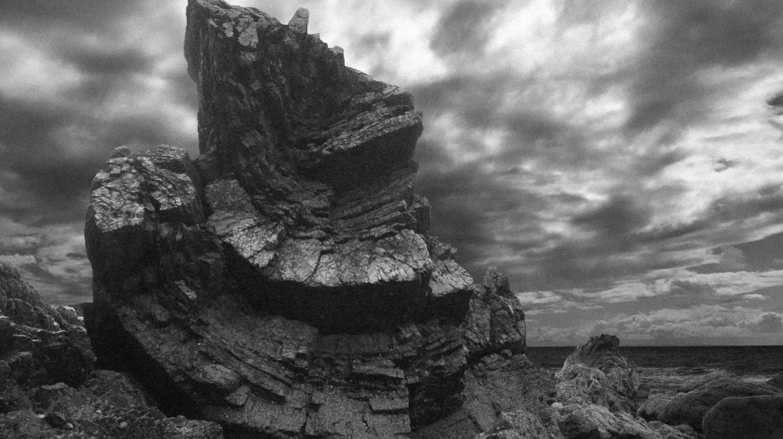 Bent, curved rock on Bennane Head, South Ayrshire